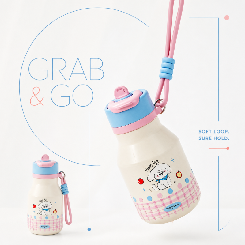 500ml 316 Stainless Steel Dual-Drink Bottle with Strap